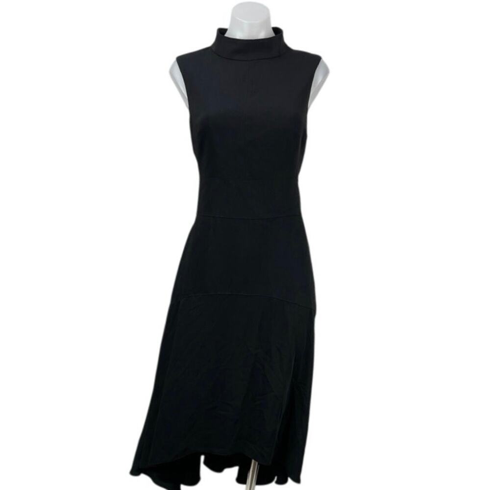 Karen Millen Black Mock Neck Sleeveless Midi Tank Flare A-Line Dress 12 Petite